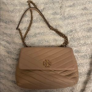 Tory Burch Kira Chevron Small Convertible Sand Shoulder Bag